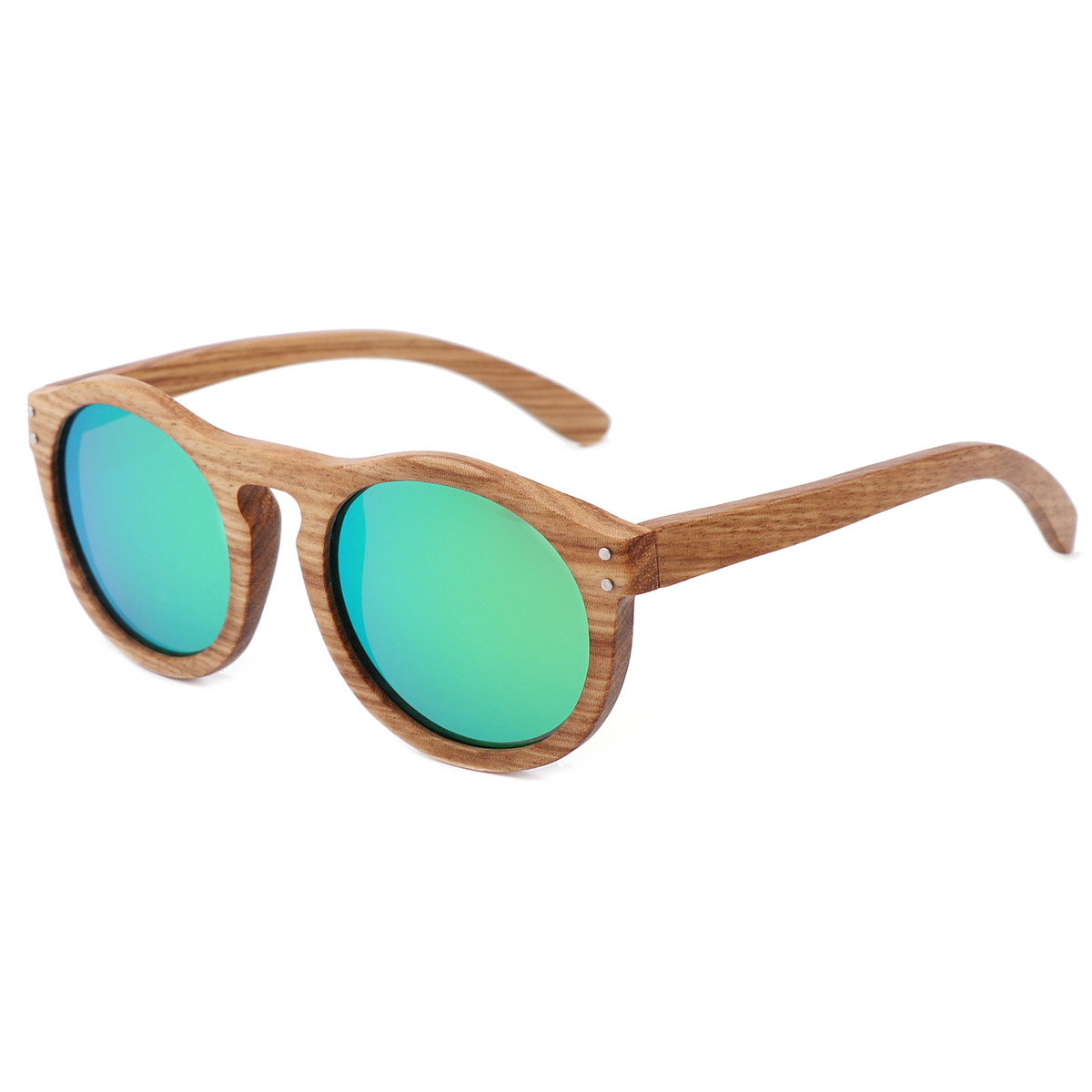 Round Frame Vintage Natural Wood Frumentum Sunglasses