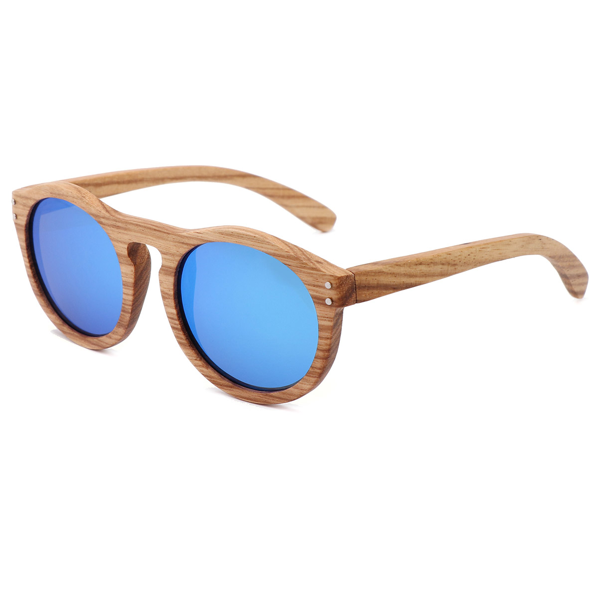 Round Frame Vintage Natural Wood Frumentum Sunglasses Round Frame Vintage Natural Wood Frumentum Sunglasses