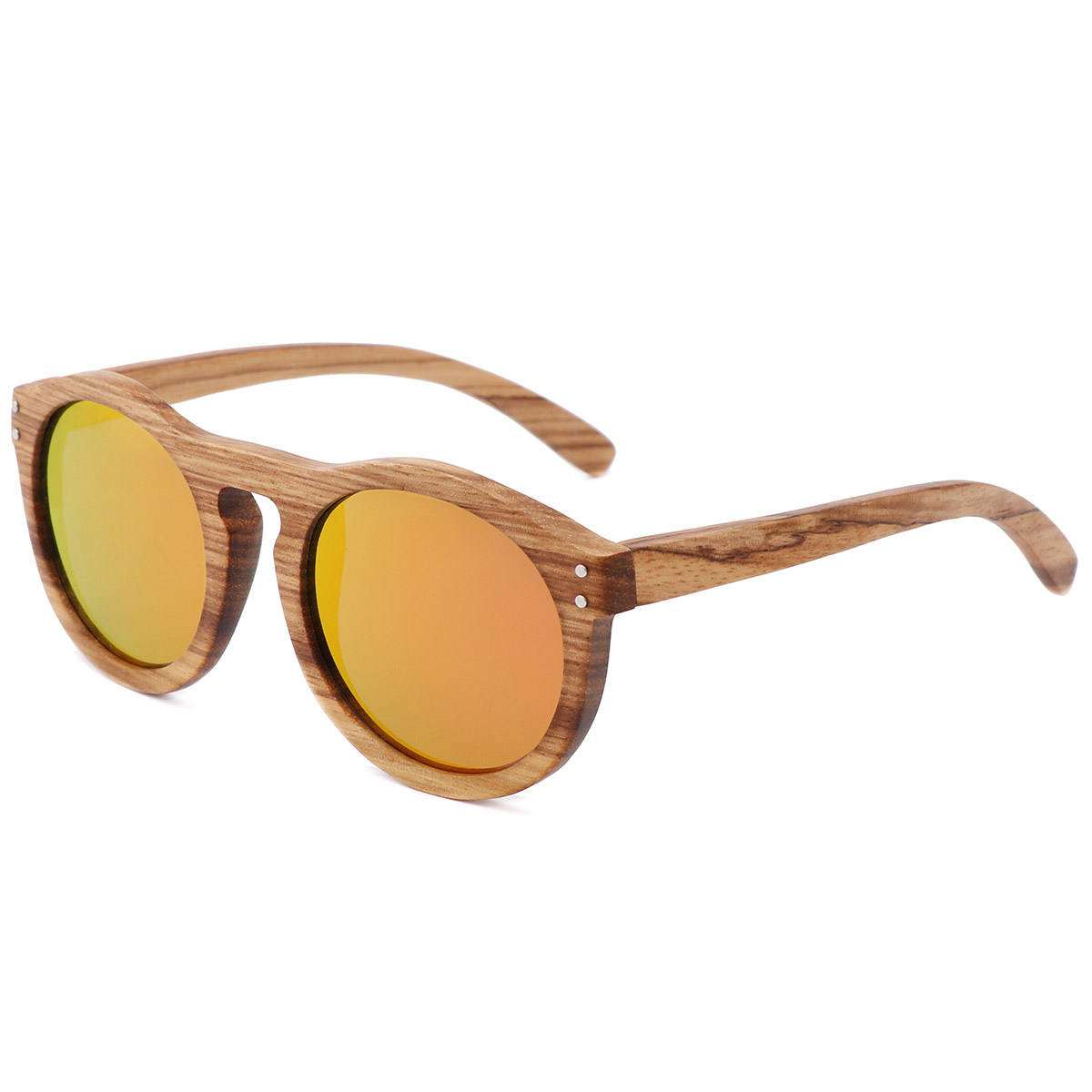 Round Frame Vintage Natural Wood Frumentum Sunglasses Round Frame Vintage Natural Wood Frumentum Sunglasses