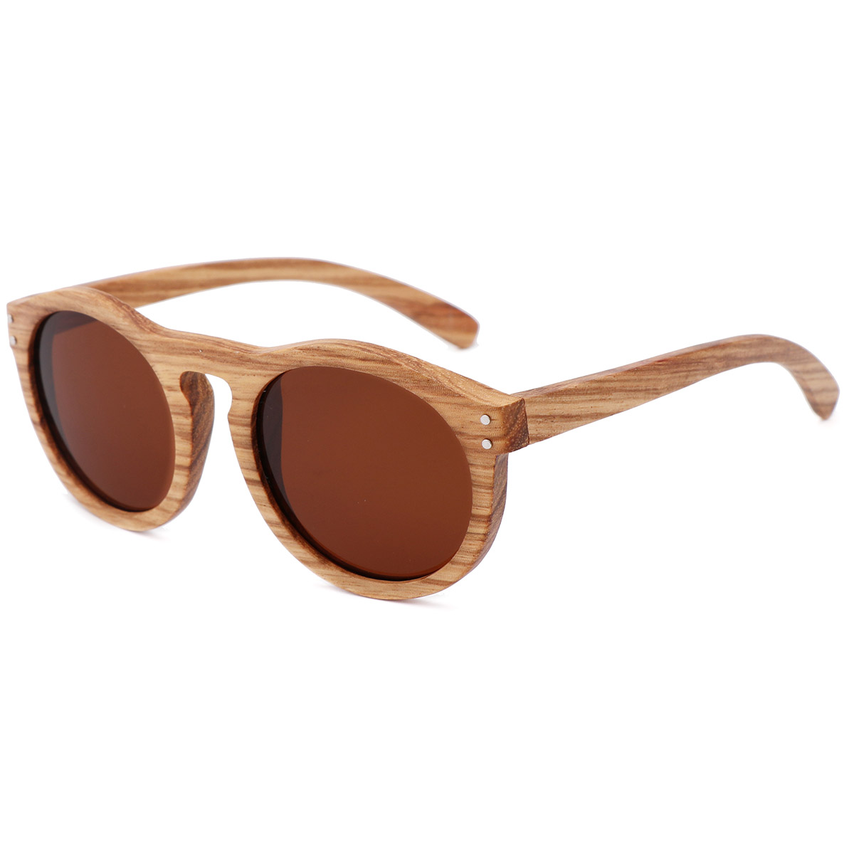 Round Frame Vintage Natural Wood Frumentum Sunglasses Round Frame Vintage Natural Wood Frumentum Sunglasses